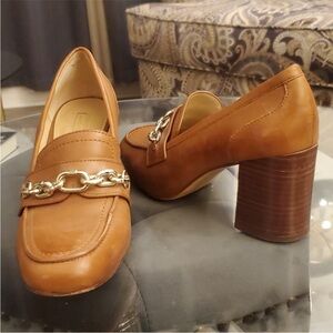 Antonio Melani Chunky Heel Chain Loafers